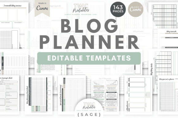 Download Blog Planner Canva Templates | SAGE - Blog Collection